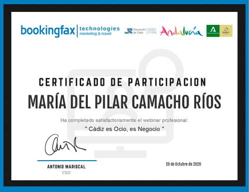 Diploma certificado Bookingfax Andalucía Viajes